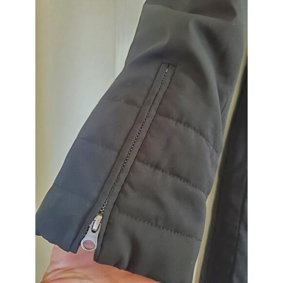 BCBGMAXAZRIA Long Black Quilted Midweight Minimalist Coat Jacket, Women's Medium - Picture 7 of 14